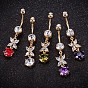 Piercing Jewelry, Brass Cubic Zirconia Navel Ring, Belly Rings, with Use Stainless Steel Findings, Cadmium Free & Lead Free, Butterfly