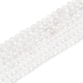 Natural Quartz Crystal Beads Strands, Faceted, Rock Crystal Round Beads