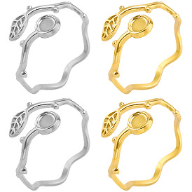 Модный 304 открытый манжет из нержавеющей стали в форме листа для женщин