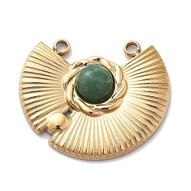 Природные африканские нефритовые подвески, фанатские прелести, с вакуумным покрытием PVD 304 настройки из нержавеющей стали