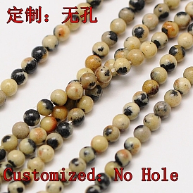 Natural Dalmatian Jasper Beads, Round, No Hole