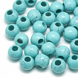 Dyed Synthetic Turquoise Beads, Large Hole Beads, Rondelle