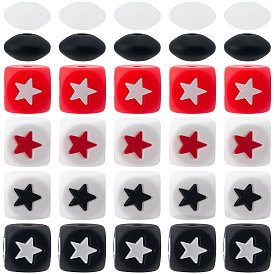 70 piezas 6 estilos rondel y cubo con cuentas de silicona en forma de estrella