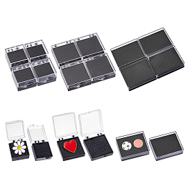 24 шт. 3 стили пластиковые упаковочные коробки с губкой внутри для брошей, прямоугольные