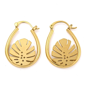 Ion Plating(IP) 304 Stainless Steel Earrings for Women, Leaf