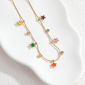 304 Подвеска-звездочка из нержавеющей стали со стразами для женщин, золотые