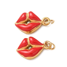 304 Edelstahl Reize, mit roter Emaille, Lippe Charme, Ionenbeschichtung (ip)