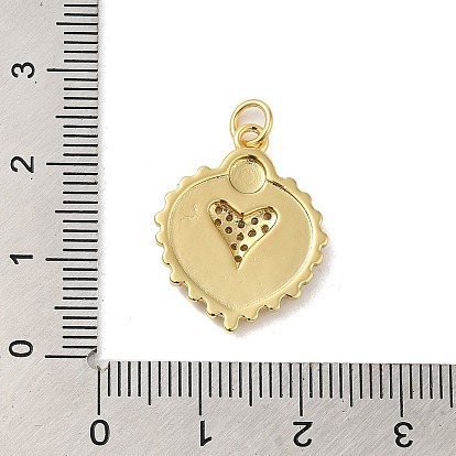 Rack Plating Brass with Cubic Zirconia Pendant, Cadmium Free & Lead Free, Heart