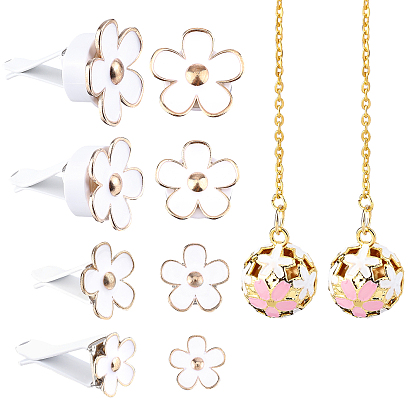 DIY Sakura Key Chain Making Kit, Includingn Alloy Enamel Car Air Vent Decorations, Iron Chain, Brass Pendants