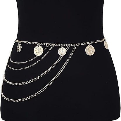 Многослойные цепочки из сплава в форме монеты для женщин на талию