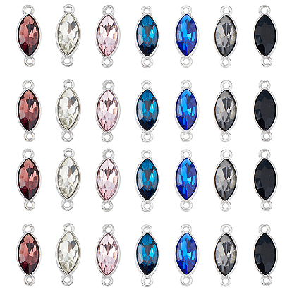 28шт 7 цвета сплав стекло соединительные подвески, амулет с граненым конским глазом, платина