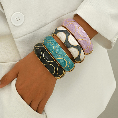 Браслеты из цинкового сплава на петлях для женщин, с эмалью