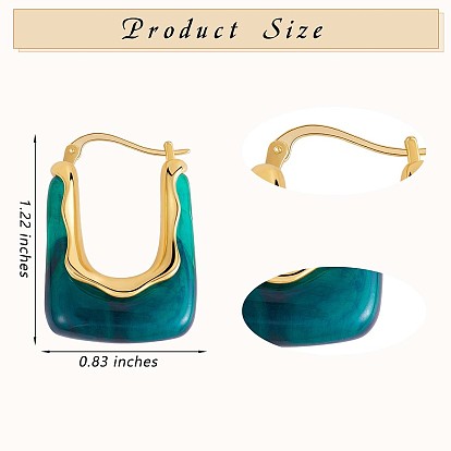 Acrylic Rectangle Thick Hoop Earrings, Minimalist Golden Alloy Jewelry Gifts for Women