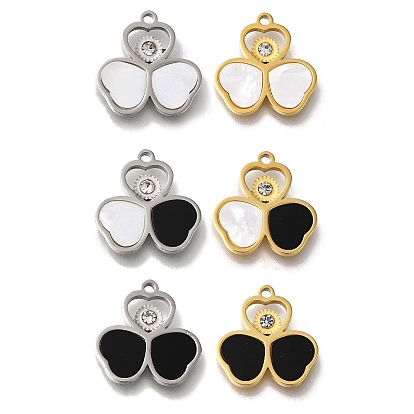 Акриловые подвески, с ионным покрытием (ip) 304 фурнитура из стразов из нержавеющей стали, подвеска в виде клевера в виде сердца