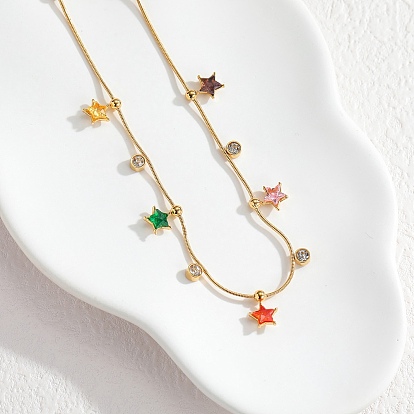 304 Подвеска-звездочка из нержавеющей стали со стразами для женщин, золотые