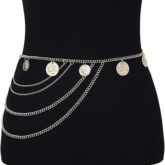 Многослойные цепочки из сплава в форме монеты для женщин на талию