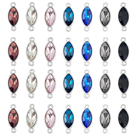 28шт 7 цвета сплав стекло соединительные подвески, амулет с граненым конским глазом, платина
