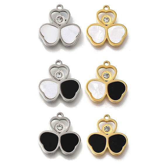 Акриловые подвески, с ионным покрытием (ip) 304 фурнитура из стразов из нержавеющей стали, подвеска в виде клевера в виде сердца