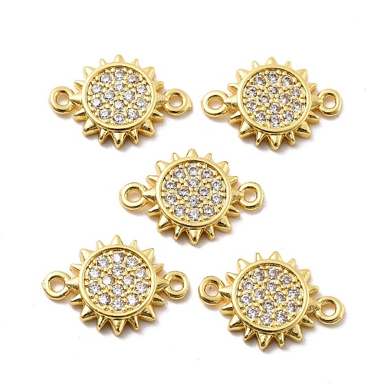 Шармы-соединители из латуни с микропаве из прозрачного кубического циркония, цветок ссылки