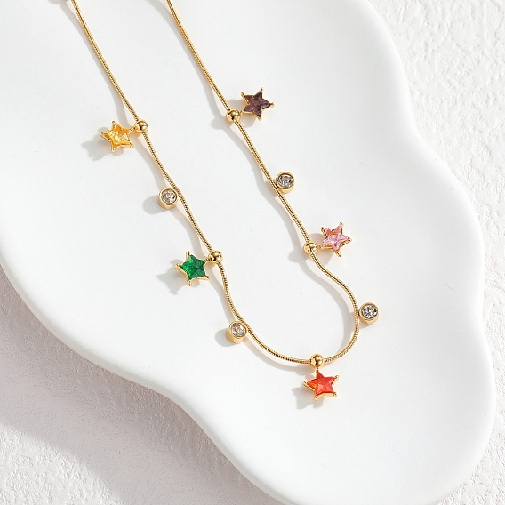 304 Подвеска-звездочка из нержавеющей стали со стразами для женщин, золотые