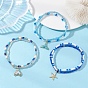 3шт. 3 стили браслетов с подвесками из морского сплава, браслеты из стеклянных бусин для женщин