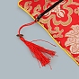 Floral Print Cloth Scriptures Storage Zipper Pouches, with Tassels, Rectangle