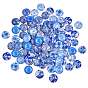 Blue and White Printed Glass Cabochons, Half Round/Dome