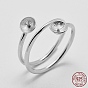 925 Sterling Silver Finger Ring Components, For Half Drilled Beads