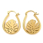 Ion Plating(IP) 304 Stainless Steel Earrings for Women, Leaf