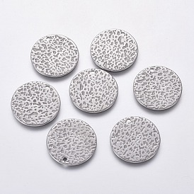 Pendentifs en acier inoxydable, martelé à plat