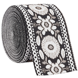 5 Ruban vintage en polyester jacquard, fleur, ruban tissé brodé