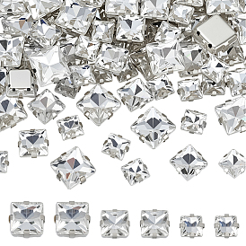 75Шитье со стразами, многожильных ссылки, стекло горный хрусталь, с латунными зубцами в платиновых тонах, квадратный