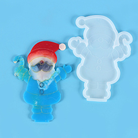 Christmas Theme DIY Santa Claus Display Silhouette Silicone Statue Molds, Resin Casting Molds, for Portrait Sculpture UV Resin & Epoxy Resin Craft Making