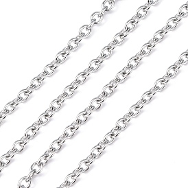 304 cadenas de cable de acero inoxidable, para la fabricación de la joyería diy, sin soldar, con carrete, oval