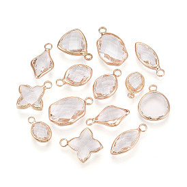 Латунь стекло кулоны, разнообразные, граненые