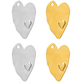 304 Stainless Steel Pendants, Heart Charm