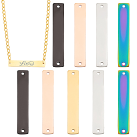 10Pcs 5 Colors 304 Stainless Steel Connector Charms, Rectangle