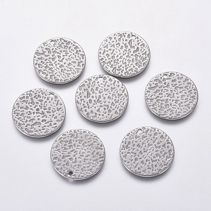 Pendentifs en acier inoxydable, martelé à plat
