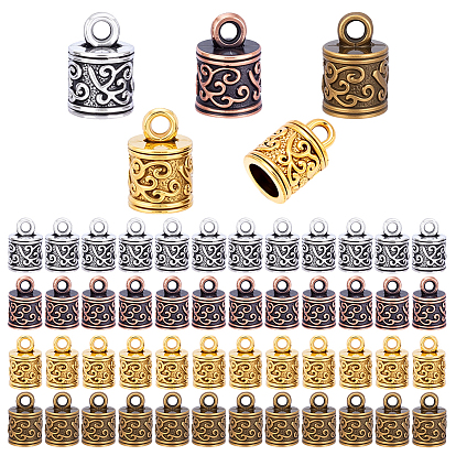120шт 4 стиль тибетский стиль сплав наконечники шнура, Торцевые крышки, Терминаторы, колонка, без кадмия и без свинца
