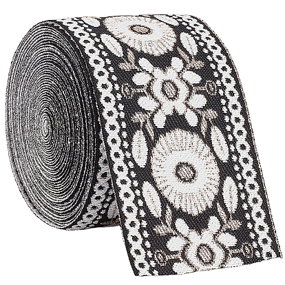 5 Ruban vintage en polyester jacquard, fleur, ruban tissé brodé