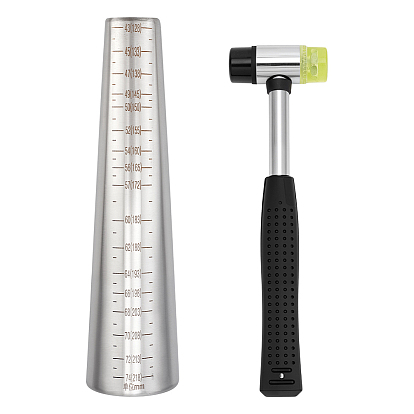 Инструмент для ювелирных работ: круглая оправка из нержавеющей стали для регулировки размера браслета., железным молотком