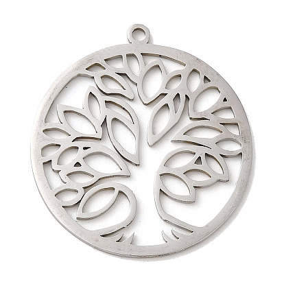Pendentifs en acier inoxydable, rond et plat avec un arbre