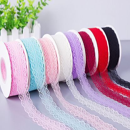 25 Yards Flat Cotton Lace Trims, Flower Lace Ribbon for Sewing and Art Craft Projects