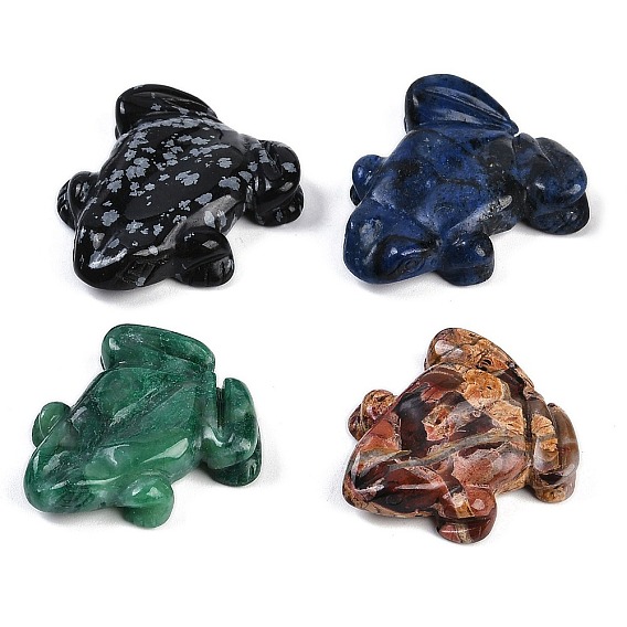 Натуральный нефрит синьцзян/содалит/снежный обсидиан/агат/пикассо яшма резные бусины, половину отверстия, лягушка