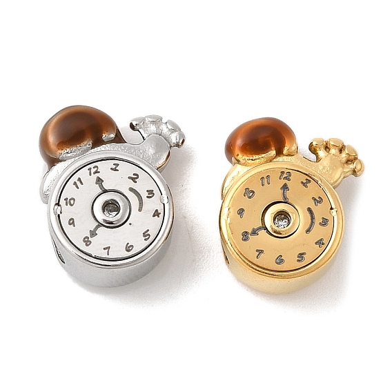 304 эмаль нержавеющей стали европейские шарики, бусины с большим отверстием, улитка и часы, ионное покрытие (ip)