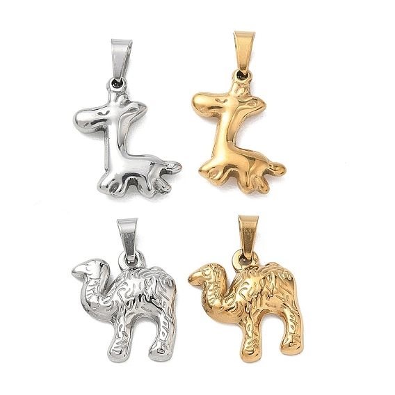 304 Stainless Steel Pendants, with 201  Stainless Steel Ice Pick Pinch Bails, Animal Series Charms