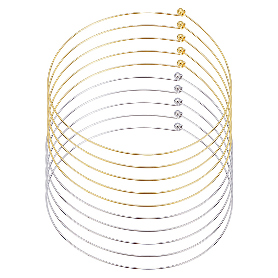 10шт. 2 стили 1.3мм латунное ожерелье для изготовления, жесткие ожерелья