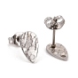 304 Stainless Steel Stud Earring Findings, with Hole, Textured Teardrop