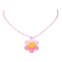 Acrylic Flower Pendant Necklace with Glass Beaded Chains