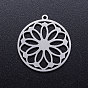 201 Stainless Steel Pendants, Ring with Flower